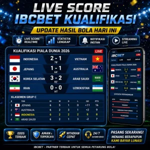 Matchpediaid - Tampilan antarmuka live score IBCBET kualifikasi bola internasional dengan statistik pertandingan real-time.